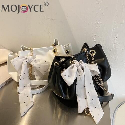 Casual Pure Color Chain Handbag Purse Fashion Women Pleated Silk Scarf Underarm Bag PU Solid Color Large Shoulder Bags