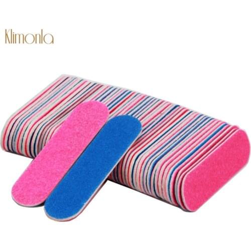 200Pcs Professional Wooden Mini Nail File 100/180 Grit Pink Blue Nail Sanding File Manicure Nail Art Buffing Tools Accessories