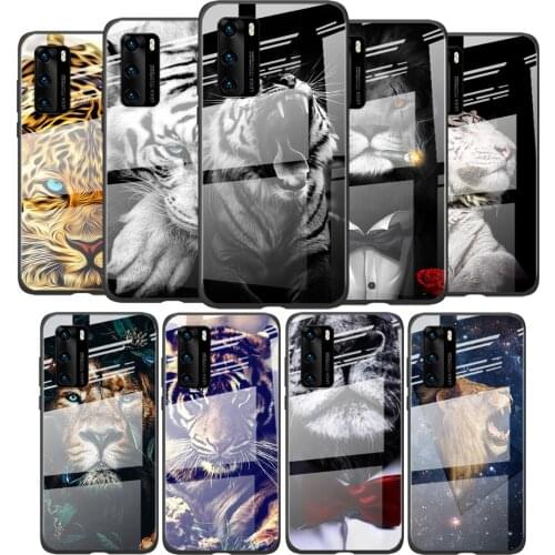 Tempered Glass Cover Tiger Lion Leopard African For Huawei P40 P30 P20 P10 Pro Plus Lite 5G 2019 Shockproof Shell Phone Case