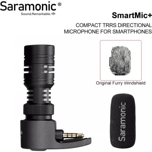 Saramonic SmartMic+/Di/UC TRRS Directional Microphone with Foam Windscreen for IOS iPhone x 8 7 7 plus Android Smartphones