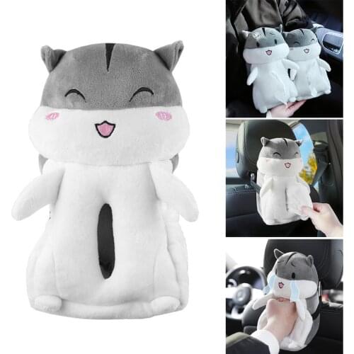Cute Hamster Car Tissue Holder Napkin Box Vehicle Backseat Tissue Case Holder for Home Car Bathroom NIN668