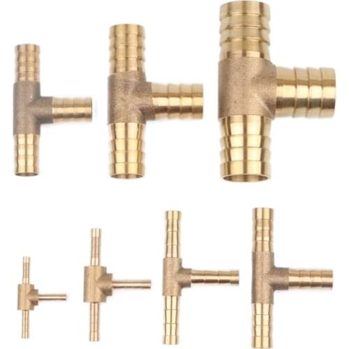 2pcs Brass 4mm~20mm Equal Tee Connector For Water Pipe Air Pump Line 3 Way Adapter Gas Tube Repair Joint Garden Irrigation Parts