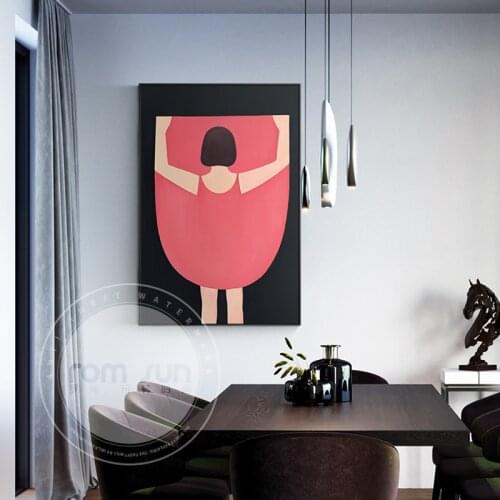 Modern Pink Dress Girl Lift Skirt Canvas Painting Fashion Wall Picture for Living Room Nordic Poster Print Pop Art Cuadros Decor