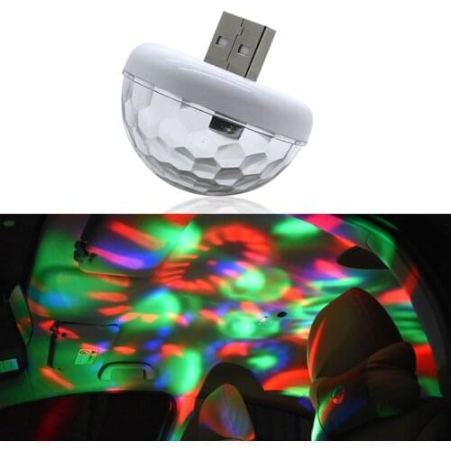 Car Ambient Light LED USB Ambient Super Mini Romantic Holiday Party Lights DJ Color Changing Sound Actived Crystal Magic