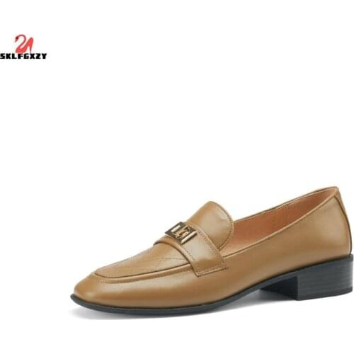 SKLFGXZY New European Style Women Genuine Leather Leisure Shoes Fashion Cowhide Office Women Shoes Pumps