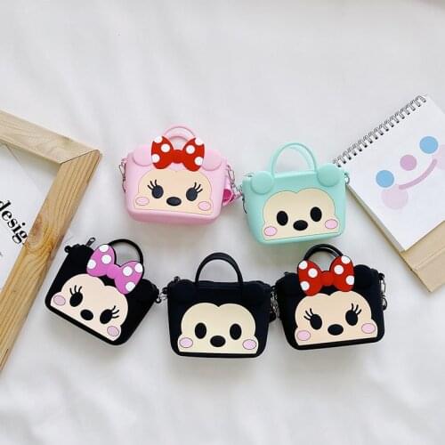 Disney Cartoon Mickey Minnie Bag Mini Silicone Waterproof Shoulder Bag Trendy Cute Cartoon Girls Messenger Bag Hand Purse