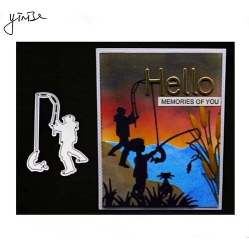 YINISE Metal Cutting Dies For Scrapbooking Stencils FISHING SCRAPBOOK DIY Album Cards Decoration Embossing Craft Cut Die Cuts