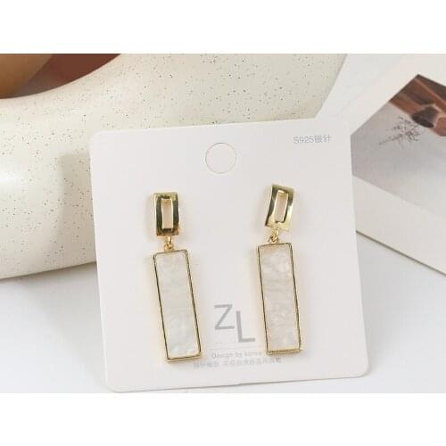 Long Acrylic Square Drop Earrings Female Simple Design Simulated Shell Elegant pendientes Women Birthday Gift ES3384