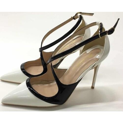 2018 European sexy pu leather high heel ladies pumps nightclub shallow mouth pointed toe heel woman pumps