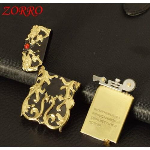 ZORRO Armor Kerosene Lighter Series Retro Vintage Creative Ssangyong Beads Three-Dimensional Embossed Cigarette Lighter Gift