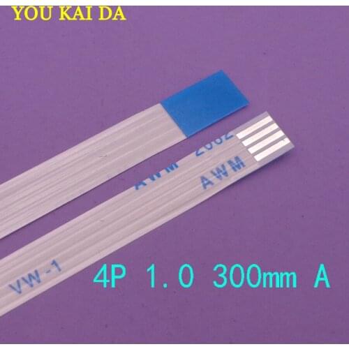 100pcs/lot New FFC FPC flat flex cable 1.0mm pitch 4 pin Forward Length 300mm Width 5mm Ribbon Flex Cable 4pin 4
