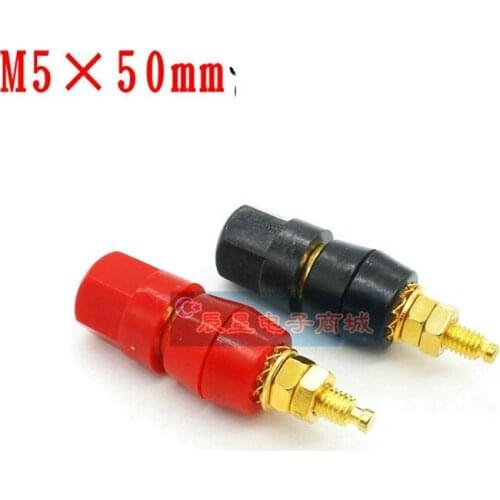 2pcs Banana Plugs Couple Terminals Red Black Connector Amplifier Terminal Binding Post Banana Speaker Plug Jack M5*48