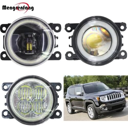 2 X Car Styling H11 LED Fog Light Halo Ring Angel Eye DRL Daytime Running Light 12V For Jeep Renegade BU 2015-2018