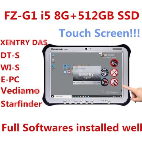 2021 Used For Panasonic FZ-G1 Tablet Diagnostic PC i5 CPU 8g ram with Full software Xentry 2021.06 SSD DT-S for C4 C5 diagnosis