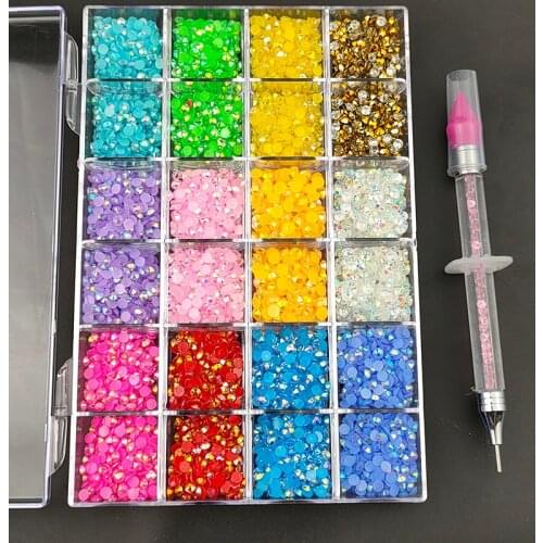 6000pcs 4mm Resin Rhinestone Decorations DIY Craft Set Glitter Stones Glue on Crystals Diamonds for Jewelry Decorative