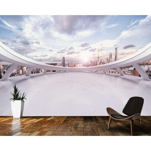 Papel de parede Modern abstract buildings under the sky 3d wallpaper mural,living room tv wall bedroom home decoration