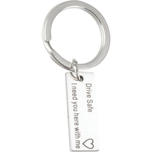 10pcs Silver Stainless Steel Car Keychain Letter Lettering Drive Safe I need you here with me For Men Gift Jewelry