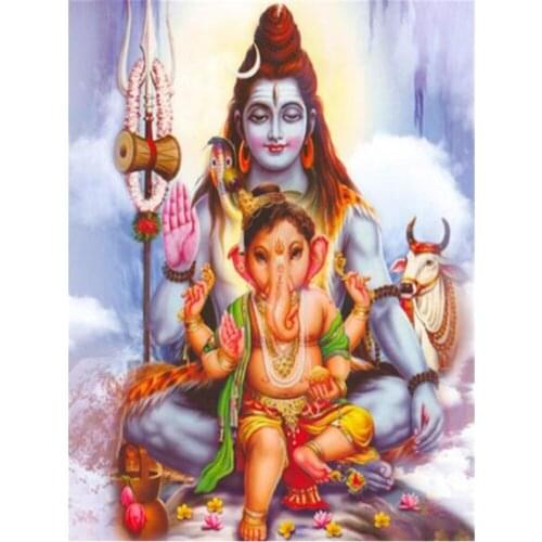 Buddha India Ganesha DIY Cross Stitch Embroidery 11CT Kits Craft Needlework Set Printed Canvas Cotton Thread Home Room