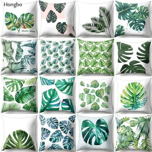 Hongbo Beautiful Leaves Tropical Plants Polyester Cushion Cover Pillow Cover Decorative Pillow Case Home Decor Sofa