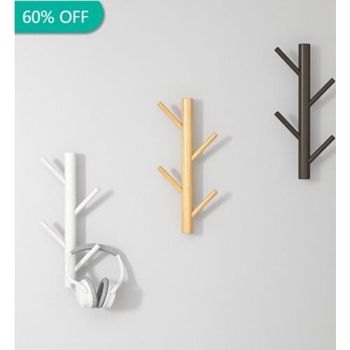 Wooden Hanging Coat Rack Wall Hook Clothes Hanger Living Room Bedroom Decoration Hanger Wall Shelves 4 Hooks