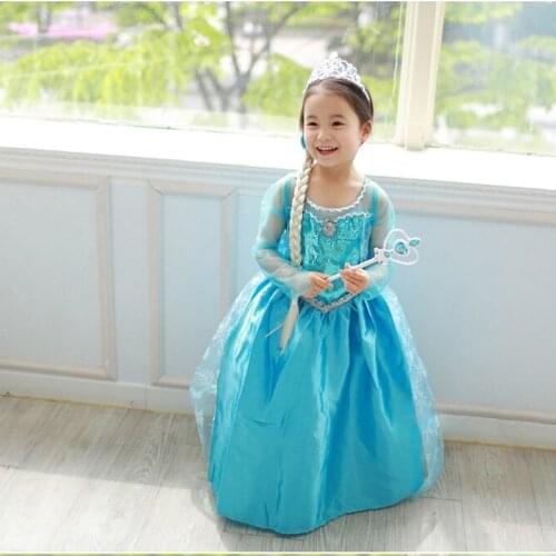Child Splicing Mesh Princess Dress Kids Fashion Clothes Girl Evening Dresses Baby Long Sleeves Costume Frozen Elsa Prom Dresses
