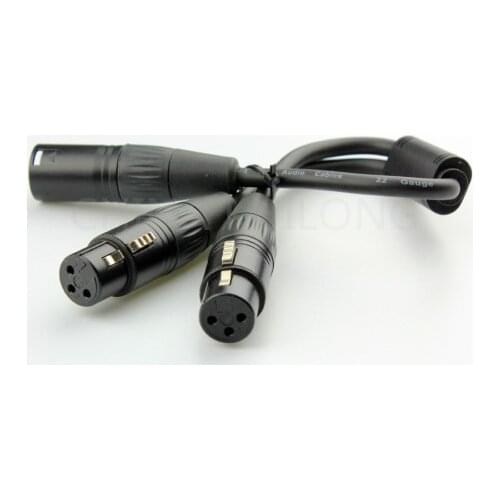 Brand New 18cm High Quality 3Pin XLR Male Plug to 2 XLR Female Jack Mic Audio Cable Adapter New