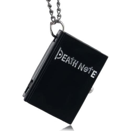 2020 Hot Japanese Death Note Book Shape Black quare Quartz Pocket Watch For Men Woman Children