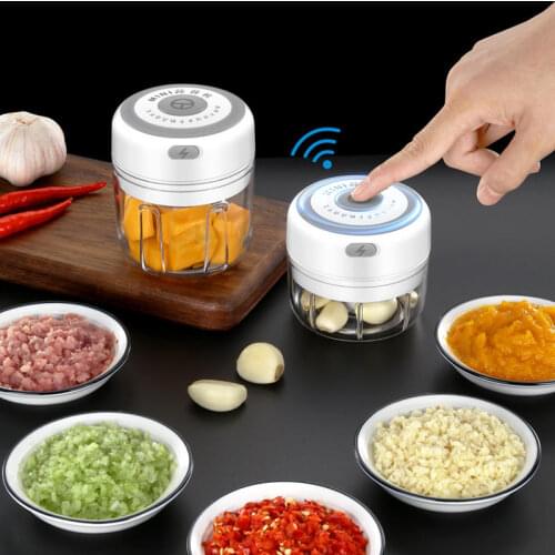 JIQI Electric Garlic Masher Meat Crusher Babyfood Vegetables Grinder ChopperUSB Recharge Durable For Crushed Garlic Ginger Chil