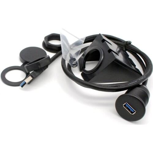 USB Panel Flush Mount Cable1m USB 3.0 Extension USB Mount, Dash Mount, Flush Mount, Panel Mount Cable, For Car, Boat, Motorcycle