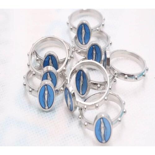 Catholic ring 17/19 mm multiple sizes Catholic blue Virgin Mary Catholic pink ring ring ring alloy ring round