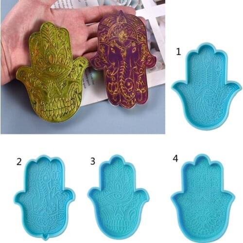 Khamsah Hamsa Hand Coaster Epoxy Resin Silicone Mold Fatima Hand Tray Resin Mold A0NF