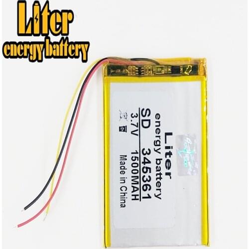 Li-po 3 line 3.7V 1500mAh 345361 Lithium Polymer LiPo Rechargeable Battery ion cells For Mp3 Mp4 Mp5 DIY PAD E-book heads