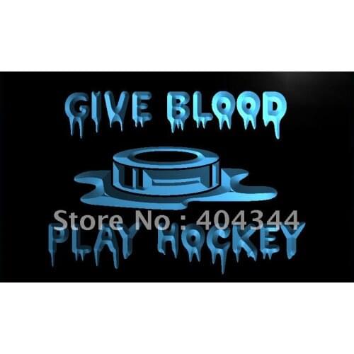 LK409- Give Blood Play Hockey Sport NEW LED Neon Light Sign home decor crafts