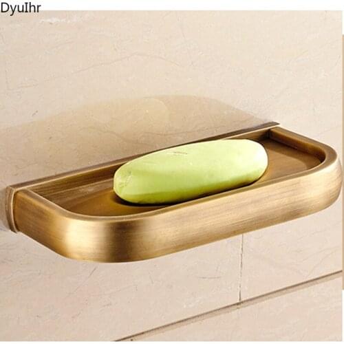 DyuIhr European style bathroom all copper square antique soap dish wall-mounted soap rack soap net bathroom accessories