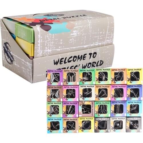 24pcs/set Metal Montessori Wire Puzzles IQ Brain Teaser Classical Intellectual Toy for Children Adult Anti-Stress Reliever Toys