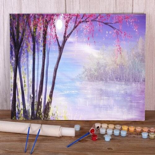 Natural Scenery Placid Waters Coloring By Numbers Painting Complete Kit Oil Paints 50*70 Boards By Numbers Home Handicraft