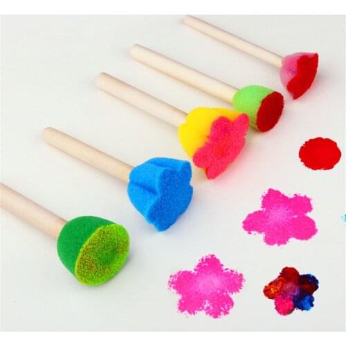 5pcs/4pcs/3pcs Kids Sponge Stamp Kits Toddler Flower Drawing Toys for Children Paint Educational Art and Craft Boys Girls Game
