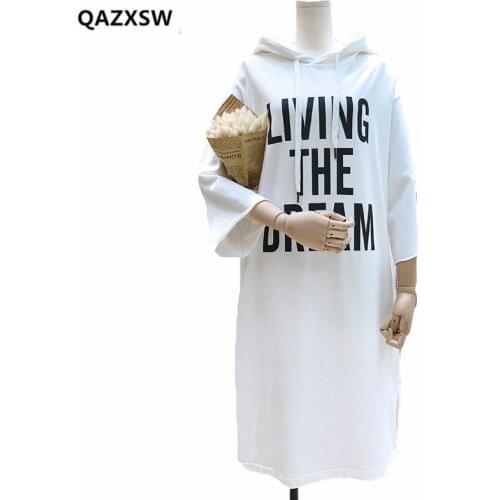 2018 New Women Hoodie Spring and Autumn Large Size Cotton Sweatshirt Hooded Hea Thin Loose Hoodie Long Knee Dresses SY065