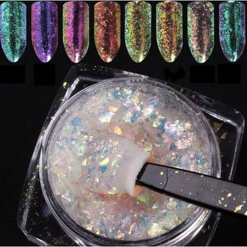 New color Changing Magic Mirror powder Galaxy Chameleon Glitter Starry Sparkly Ultra-thin Nail Art Glitter Sequins Chrome Powder