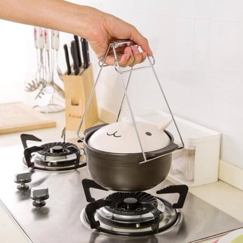 OTEHRHOUSE 1Pc Stainless Steel Pot Tong Clamp Pan Bowl Clip Foldable Dish Plate Clip Tongs Cooking Clip Gripper Kitchen Tools