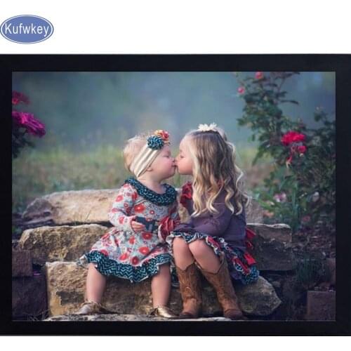 Full Square 5D DIY Diamond Painting angels baby kiss 3D Diamond Embroidery Cross Stitch Mosaic stickers Needleworks Home Decor