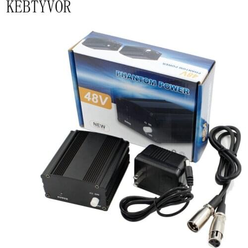 Professional Phantom Power 48V Supply With Adapter 1M Audio XLR Cable For Condenser Microphone studio Music Voice Recording