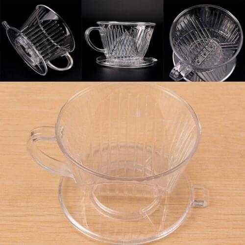 Clear Coffee Filter Cup Cone Drip Dripper Maker Brewer Holder Plastic Reusable