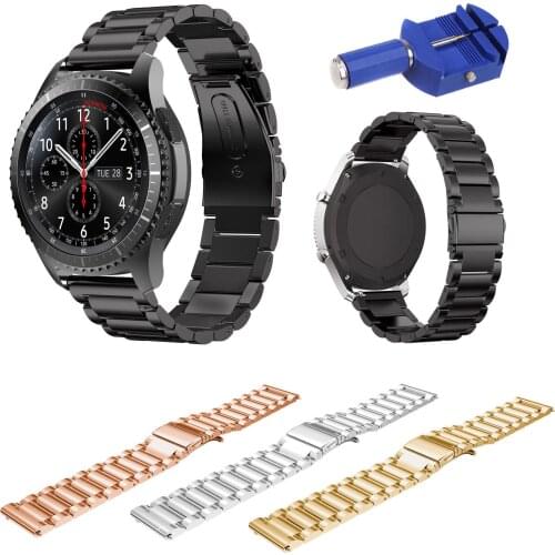 22mm Stainless Steel Wrist Strap For Samsung Gear S3 R760 R770 Watch Band For Gear S3 Classic / Frontier Metal Wristband w Tool