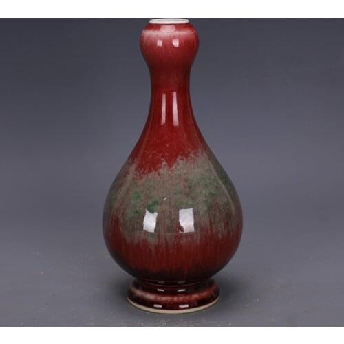 15 days validity:Kangxi red cowpea porcelain kiln with glazed garlic bottle handmade official kiln