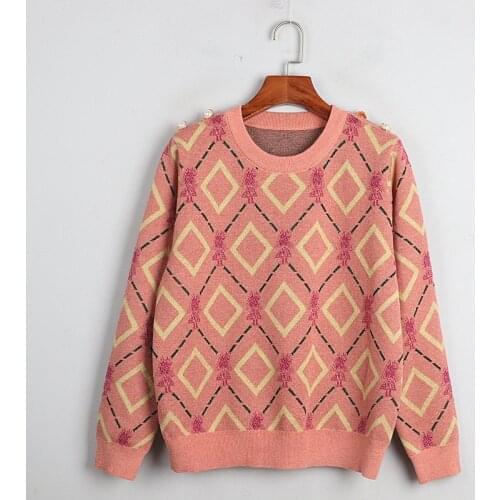 Contrast Plaid Argyle Sweater 2020 Autumn Winter Sweater Women Jacquard Knit Pullover Long Sleeve Crew Neck Jumpers Sueter Mujer