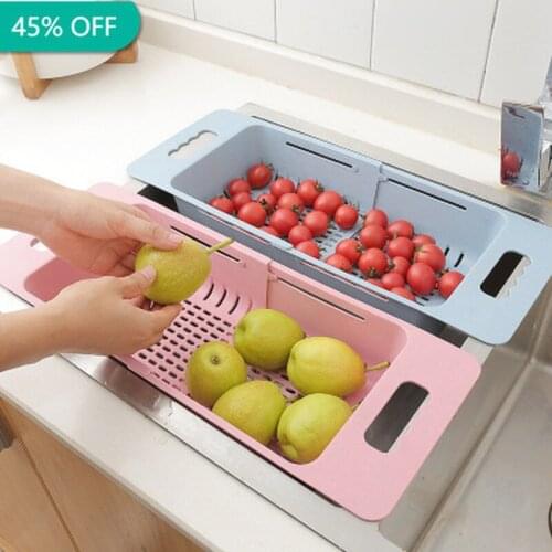 Retractable Adjustable Sink Vegetable Basket Washing Fruit and Vegetable Basket Home Kitchen Washing Basket Home Drain Basket