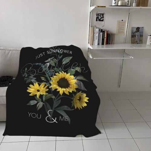 Plant Sunflower Petal Letters Throw Blanket for Sofa Warm Blanket on Bed Home Bedspread Travel Fleece Blanket