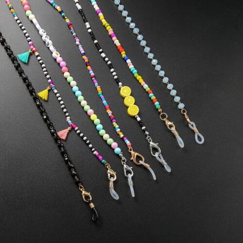 Eyeglass Mask Chains Acrylic Bead Chain Bat Sunglasses Glasses Cord Holder Reading Eyewear Lanyard Necklace Strap Rope Necklace