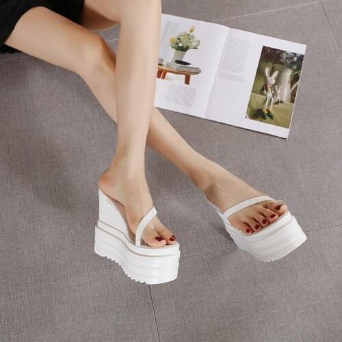 4 Inches Platform Slippers 5 Inches Sexy Party Fetish Shoes Stripper Women Nightclub Models Stage Show Fashion Slope Heel New